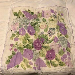 Silk Scarf with Pink and purple Roses, 2'x2'